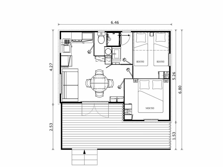 Mobilhome 4 personnes - Cottage Fougères - 26.5 m² - 2 chambres 2