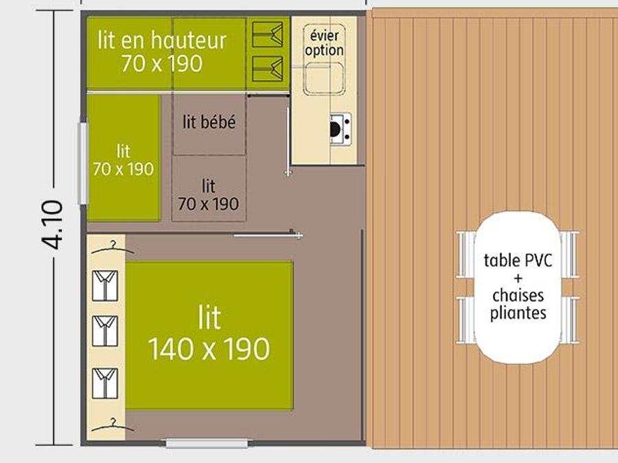 Mobilhome 5 personnes - Mobil-home toilé TIT'HOME 2 chambres (sans sanitaires) 3