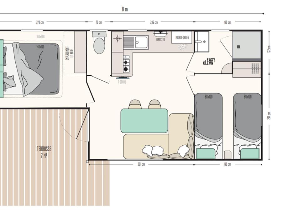 Mobilhome 4 personnes - CONFORT - Loggia 9