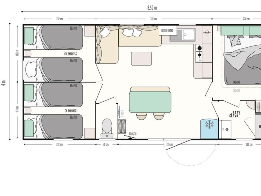 Mobilhome 6 personnes - CONFORT - Cordelia 1