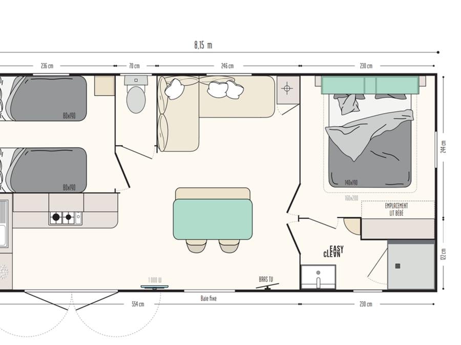 Mobilhome 4 personnes - Riviera Sun - 32m2 - 2 chambres 6