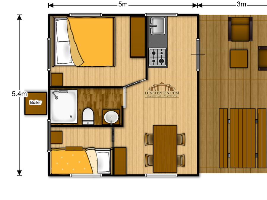 Tente en toile et en bois 4 personnes - Lodge Insolite 2 chambres 16
