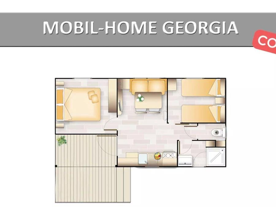 Mobilhome 4 personnes - Georgia Confort 3 Pièces 4 Personnes Climatisé + TV 5