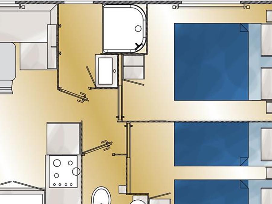 Mobilhome 4 personnes - Mobil-home PREMIUM 26m² 2 chambres - terrasse intégrée de 8m²+ lave-vaisselle 2