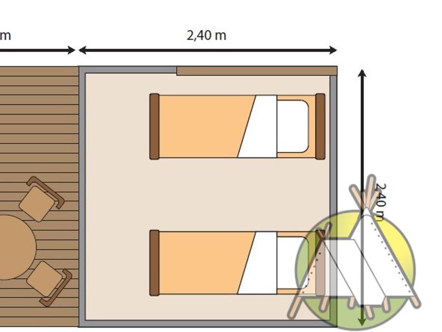 Tente 2 personnes - Tente Lodge Rando sur pilotis, 5,7m² 1 chambre avec terrasse sans sanitaire et cuisine 5