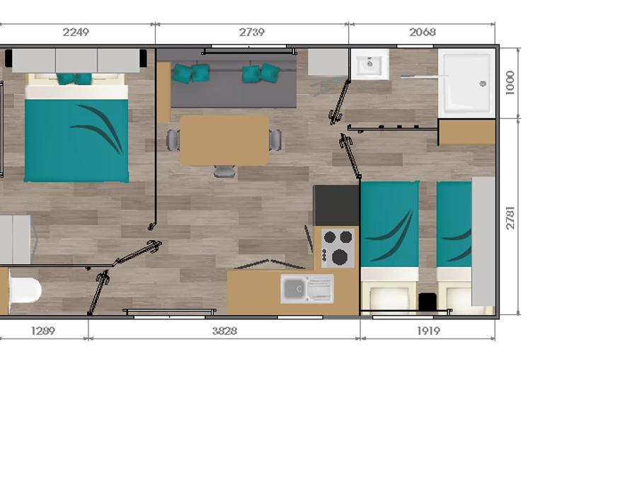 Mobilhome 4 personnes - Cottage Opale Vacances - 2 Chambres - 27m2 - Terrasse en bois 12