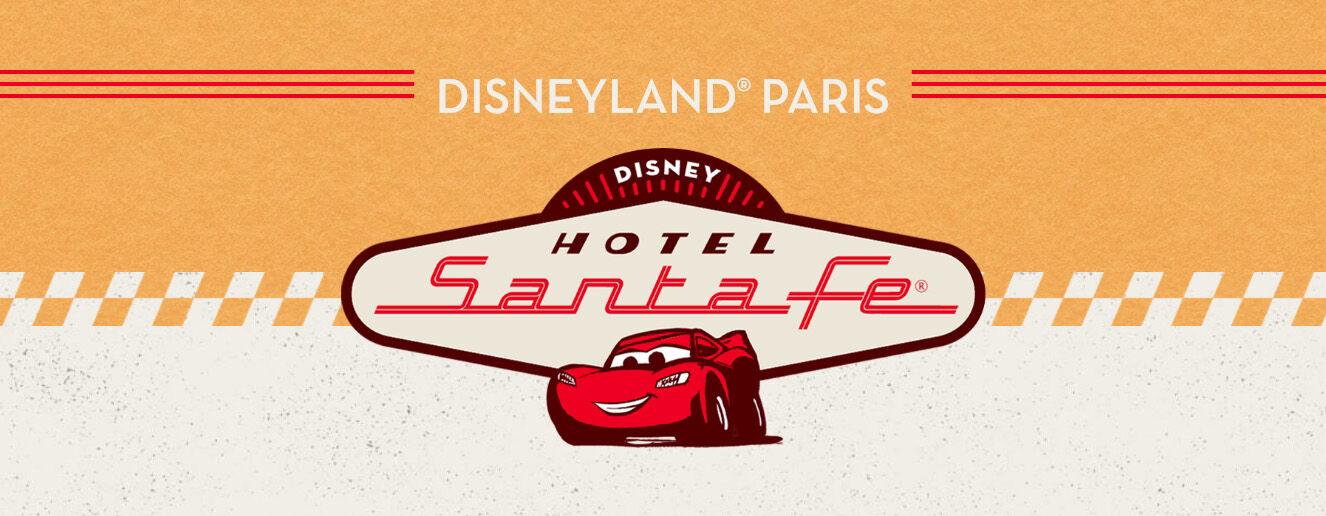 Logo du Disney Hotel Santa Fe avec Flash McQueen de Cars