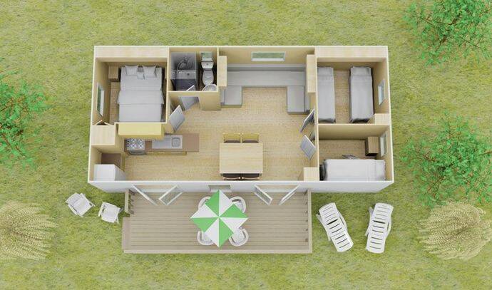 Mobil-home | Classic XL | 3 Ch. | 6 pers. | Terrasse surélevée 6