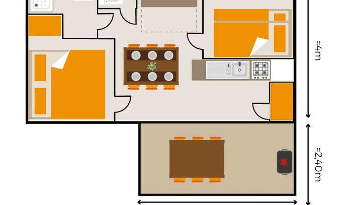 Mobil-home | Classic | 2 Ch. | 4/6 pers. | Terrasse surélevée | TV 5