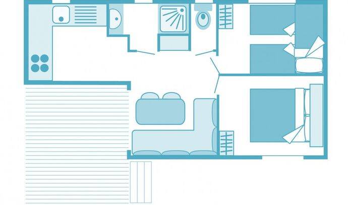 Mobil-home | Classic | 2 Ch. | 5 pers. | Terrasse simple | TV 2