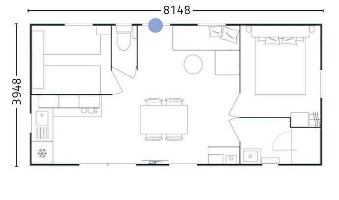 Mobil-home | Premium | 2 Ch. | 4 pers. | Terrasse Lounge | A/C | TV 7