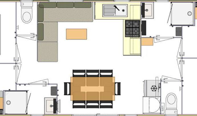 Mobil-home | Premium | 4 Ch. | 8 pers. | Terrasse Lounge | A/C 7