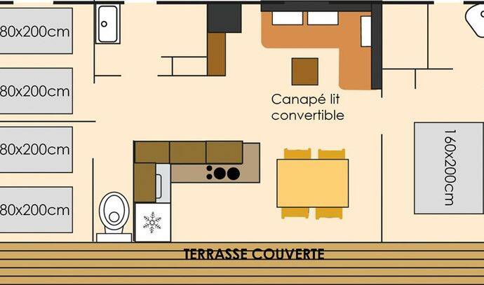 Mobil-home | Ultimate | 3 Ch. | 6/8 pers. | Terrasse surélevée | A/C 5