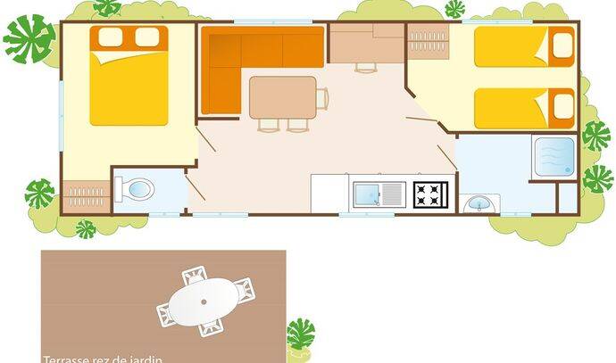 Mobil-home | Classic | 2 Ch. | 4/6 pers. | Terrasse simple 9