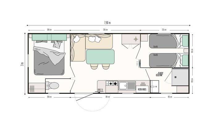 Mobil-home | Comfort | 2 Ch. | 4 pers. | Terrasse surélevée 6
