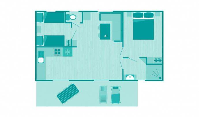 Mobil-home | Comfort | 2 Ch. | 4 pers. | Terrasse surélevée | TV 6