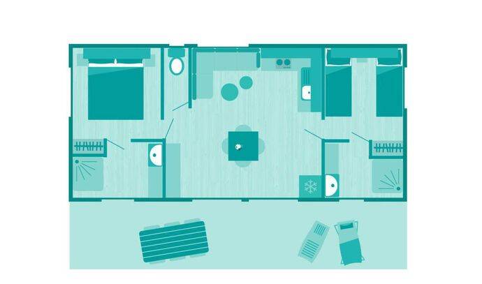 Mobil-home | Comfort | 2 Ch. | 4 pers. | Terrasse surélevée | A/C | TV 6