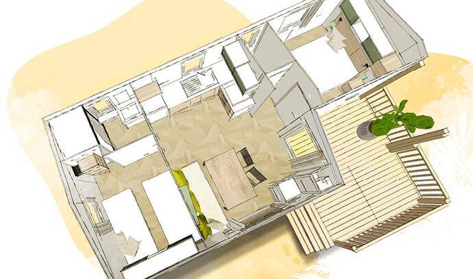 Mobil-home | Comfort | 2 Ch. | 4/6 pers. | Terrasse simple | A/C 8