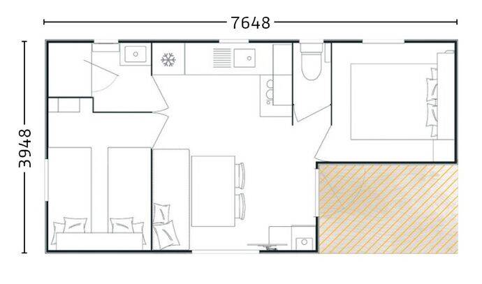Mobil-home | Comfort | 2 Ch. | 4/6 pers. | Terrasse simple | A/C 7