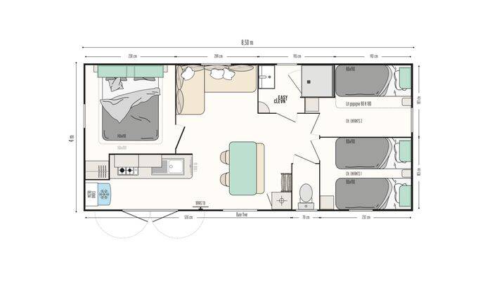 Mobil-home | Comfort | 3 Ch. | 6 pers. | Terrasse surélevée | A/C | TV 8