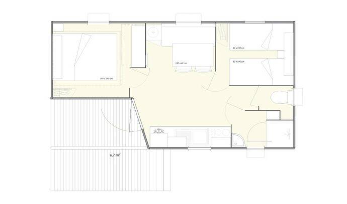 Mobil-home | Premium | 2 Ch. | 4 pers. | Terrasse simple | A/C | TV 8