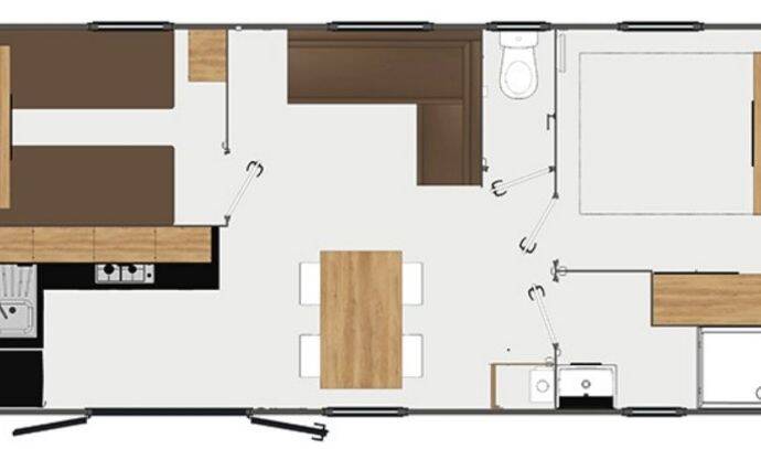 Mobil-home | Premium | 2 Ch. | 4 pers. | Terrasse surélevée | A/C | TV 8