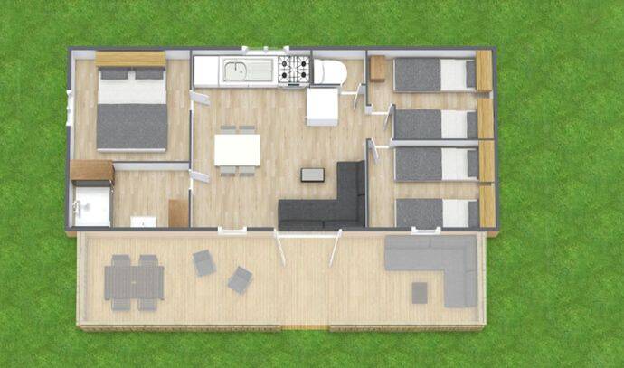 Mobil-home | Premium | 3 Ch. | 6 pers. | Terrasse Lounge | A/C 7