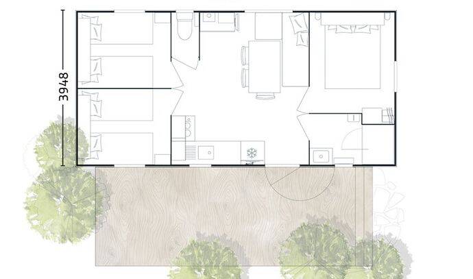 Mobil-home | Premium | 3 Ch. | 6 pers. | Terrasse Lounge | A/C | TV 7