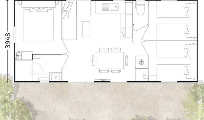 Mobil-home | Premium | 3 Ch. | 6 pers. | Terrasse Lounge | A/C | TV 7