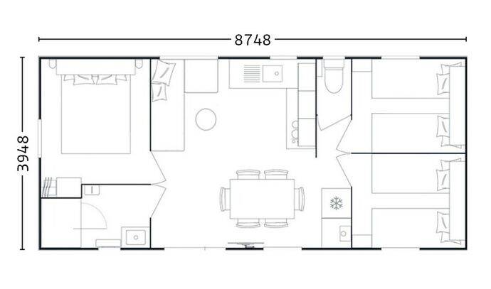 Mobil-home | Premium | 3 Ch. | 4 pers. | Terrasse Lounge | A/C | TV 13