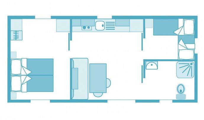 Mobil-home PMR | Comfort | 2 Ch. | 4 pers. | Terrasse surélevée | TV 6